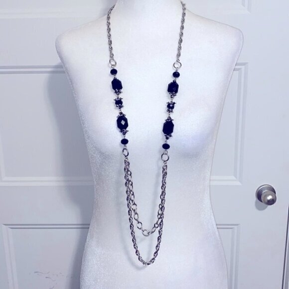 LONG Versatile Necklace Silver Tone - Picture 1 of 8